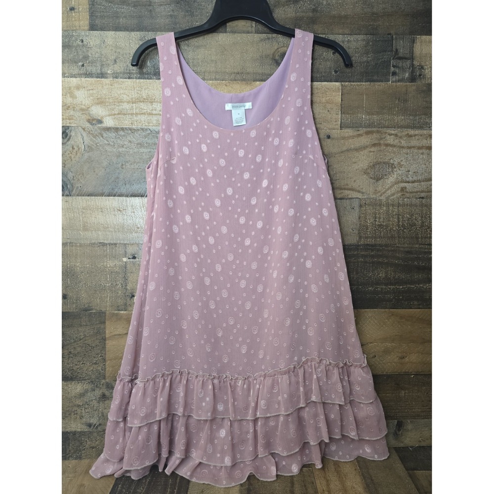 Poppy Garden Tiered Chiffon Ruffle Hem Babydoll Dress Women Medium Sundress